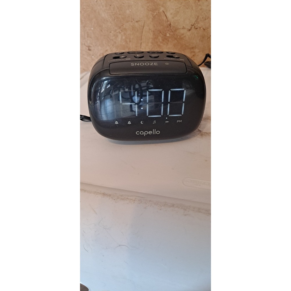 Capello Black Sleep and Charge Digital Alarm Clock 2 USB Charging Ports CR22‎